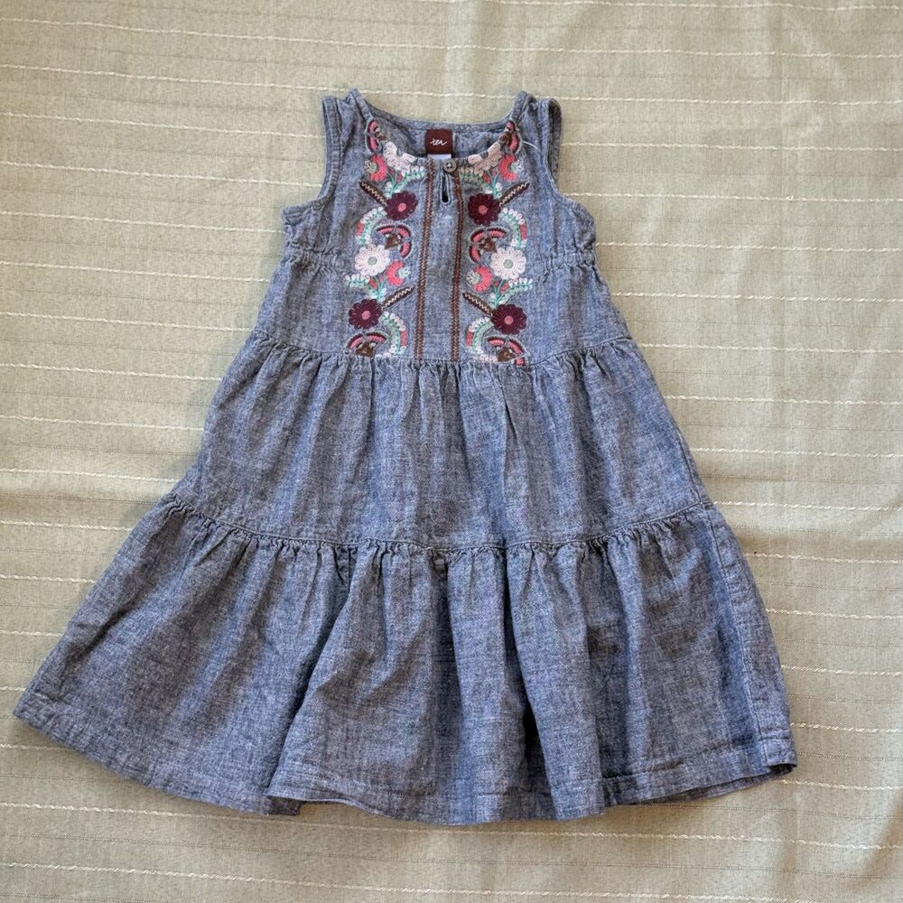 Tea Girls Blue Dress Size 3 Great Condition